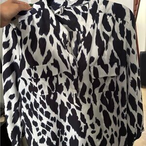 Dalia Collection Monochrome Animal Print Blouse
